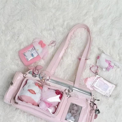 New Concert Ita Bags Y2k Cute Jk Girl Shoulder Bags Badge Display Transparent Crossbody Bag Stylish Large-capacity Commuter Bags