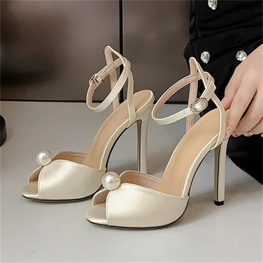 Sexy Open Toe Sandals Woman Ankle Buckle Strap Stiletto Heels Party Prom Shoes Summer Pumps Luxury Sandals High Heels Slides