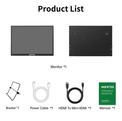 HGFRTEE 10.5 inch Portable Monitor 420Cd/m ² FHD 1280P 100% SRGB Laptop Second Screen For Mac Xbox PS4/5 Switch