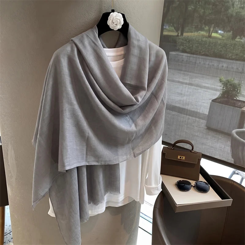 New Long Scarf Women Cotton Scarf Beach Hijab Shawls and Wraps 2026 Luxury Brand Solid Color  Echarpe Designer