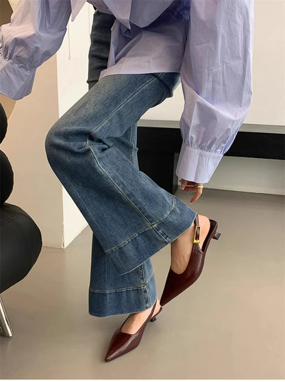 Designer Luxury Summer Pointed Toe Women Sandals Fashion Singbacks Mules Shoes Ladies Elegant Low Heel Stripper Party Sandalias