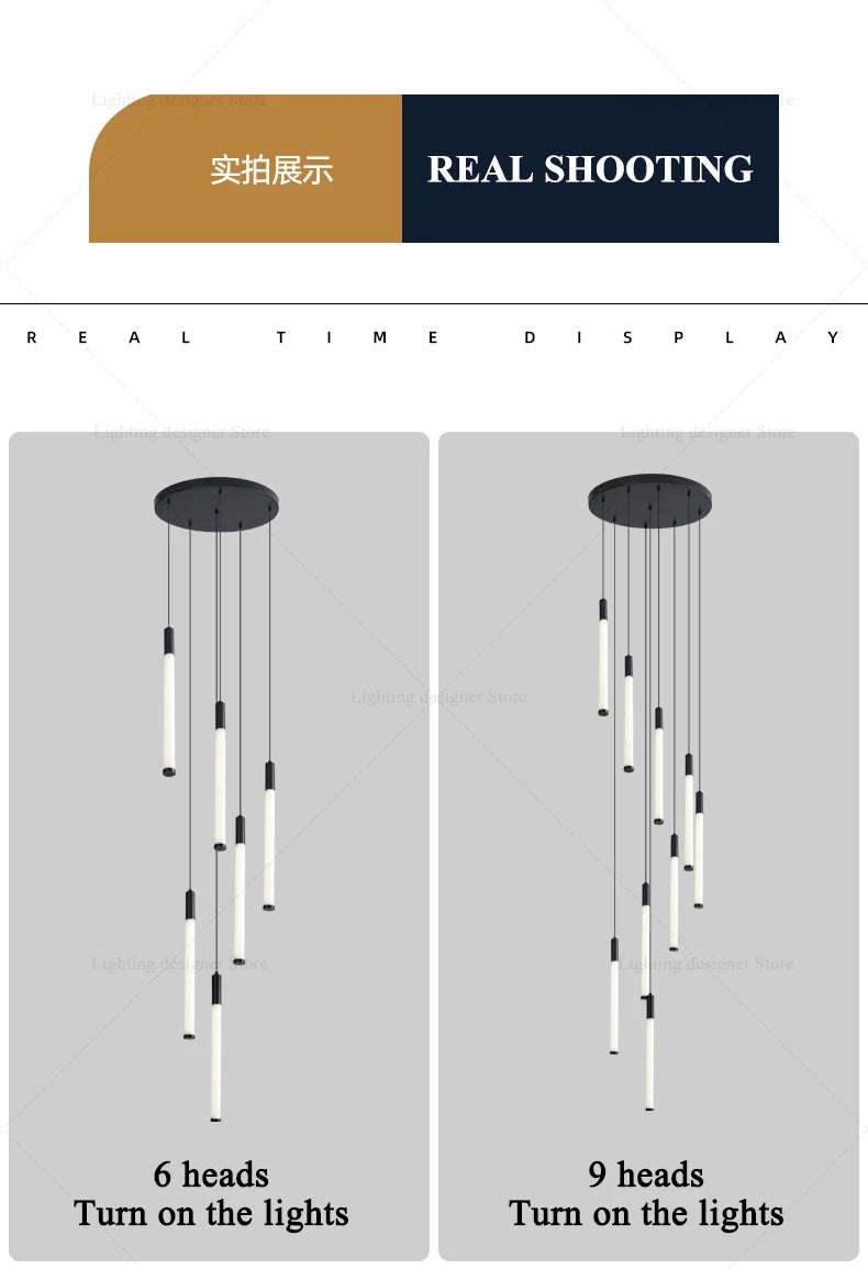 Modern Lighting Long Staircase Pendant Light Ceiling Chandelier hanging lights Stair Chandelier