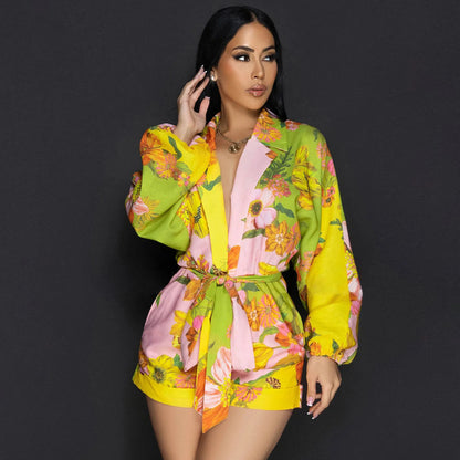 Summer Streetwear Long Sleeve Romper Female Jumpsuit Clothes Sexy Club Bodysuit Shorts Casual Playsuit Overalls Women Clothing