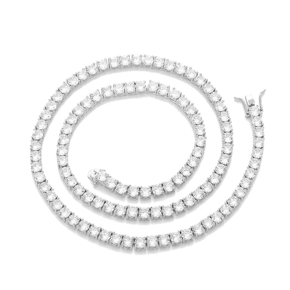 GRA Certified Moissanite Tennis Necklace 3/4/5/6mm Solid 925 Sterling Silver Diamond Tennis Necklaces for Women Man N002451