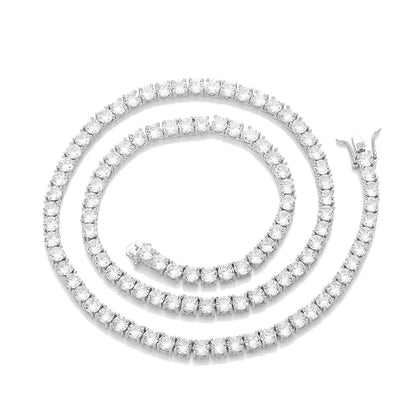GRA Certified Moissanite Tennis Necklace 3/4/5/6mm Solid 925 Sterling Silver Diamond Tennis Necklaces for Women Man N002451