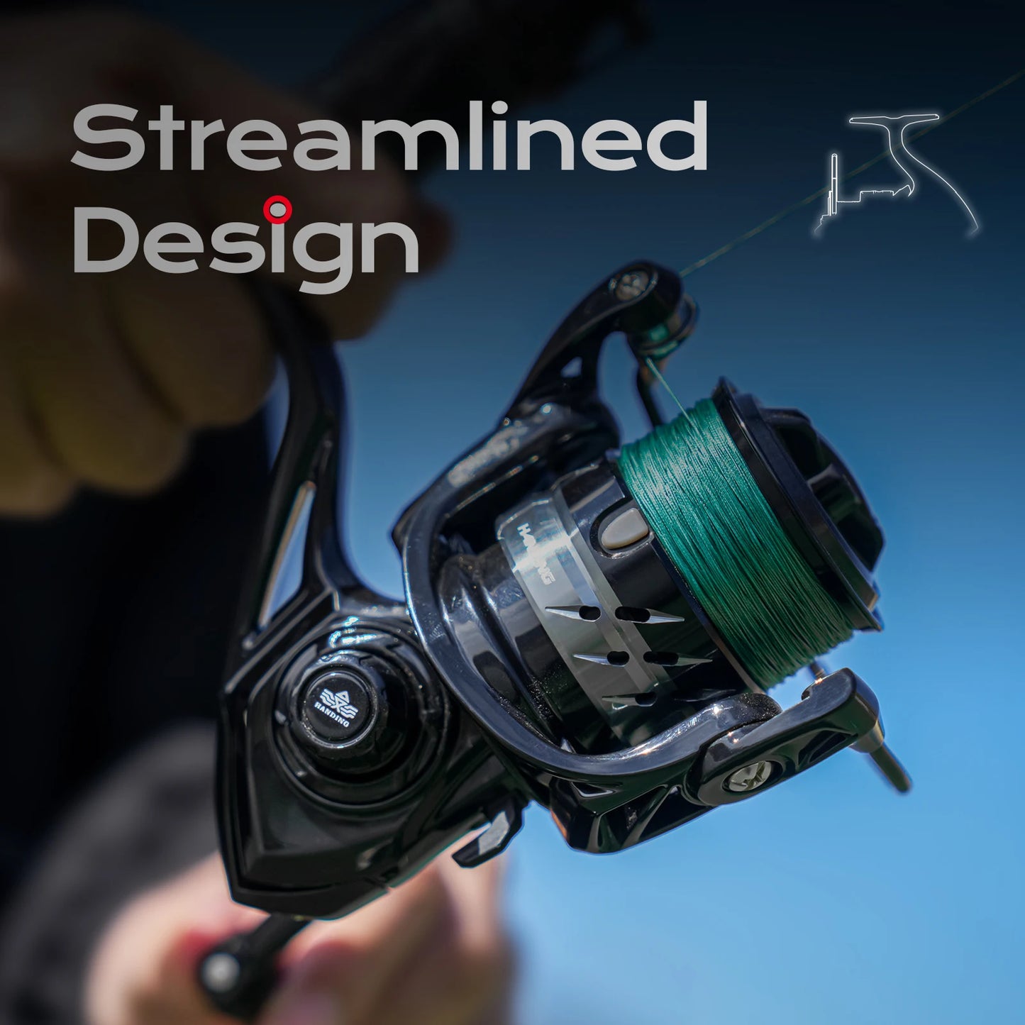 HANDING Lite Spinning Reel 5,2:1 Gear Ratio Black Spinning Reel 7kg Max Drag Spinning Reel 1000-6000Size 3+1 Ball Bearings