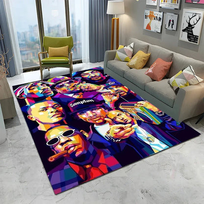 Legend Star Hip Hop Rapper Art Carpet Rug for Home Living Room Bedroom Sofa Doormat Decor,kids play Area Rug Non-slip Floor Mat