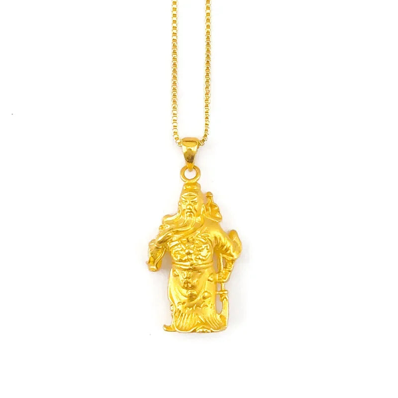 Luxury and fashionable 24K real gold 5D men and women same style Guan Gong pendant au999 gold Guan Gong necklace