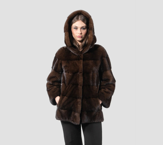 Women's New Genuine Mink Fur Jacket Paired with a Hat and Mid-Length Jacket, Providing Warmth and Fashion in Winter