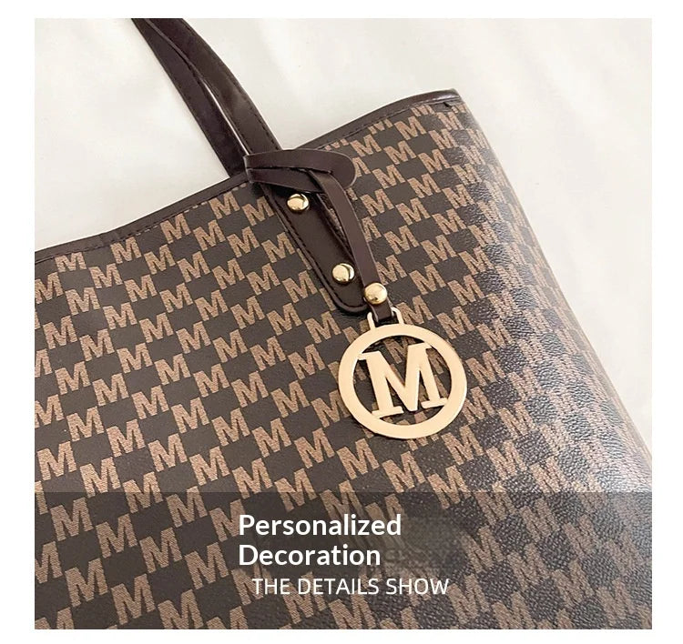 Large Capacity Commuting Tote Bags Fashionable Printed Pu Leather Handbag for Women College Students Class Handbags Shoulder Bag