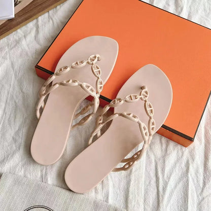 2026 Women's Summer Flip-flops Are Wearing Genuine Leather Flat Half Flip-flops with Soft Soles for The Seaside and Beach