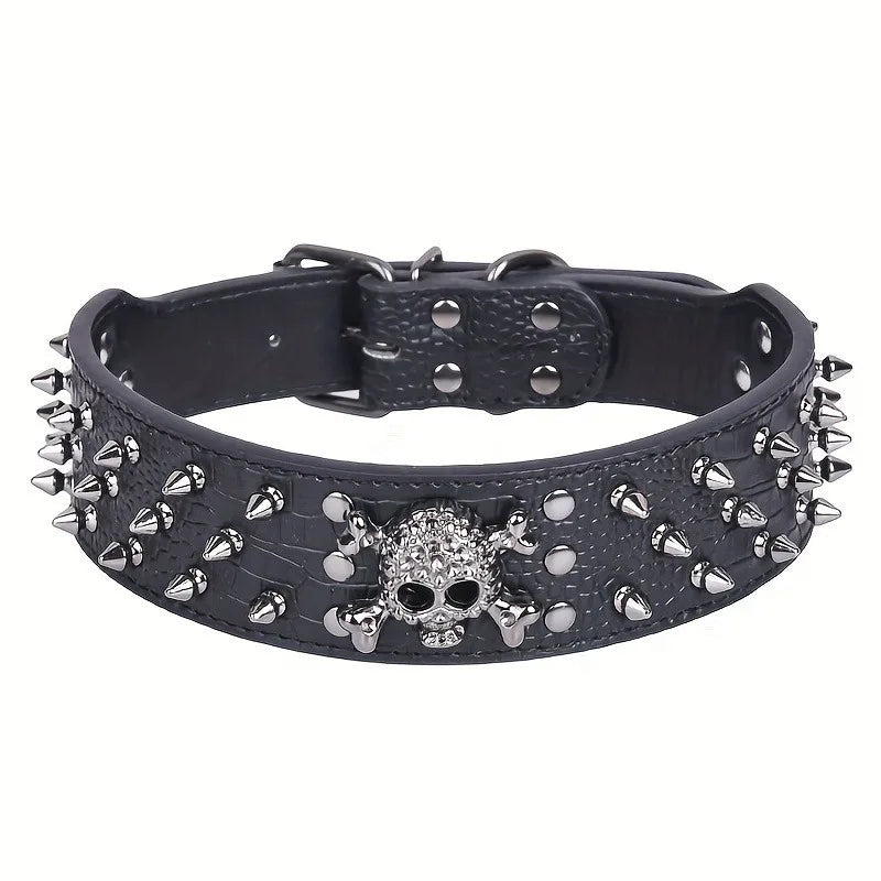 5CM Wide Spiked Studded Dog Collar Anti-Bite PU Leather Pet Collar for Large Dogs Pitbull Mastiff Pet Supplies Accessories