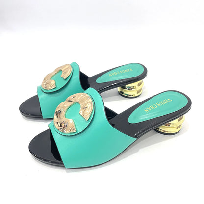 Blue Italian Women Wedding Pumps Decorated with Rhinestone Slip on Shoes for Women Nigerian Shoes Luxury Sandals Women