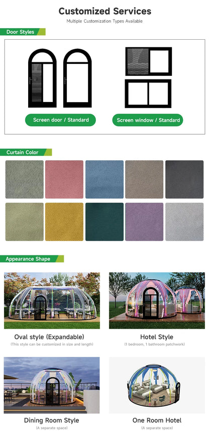 Prefab Polycarbonate Winter Geodesic Clear Dome Tent Green Dome House