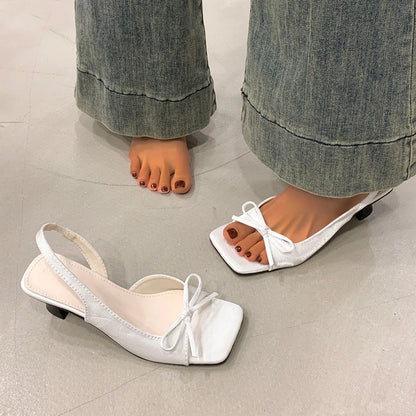 Women's Sandals Bow Elegant Fashion Shoes 2026 New Summer High Heels Slides Luxury Trend Open Toe Women Sandals Mujer Zapatos