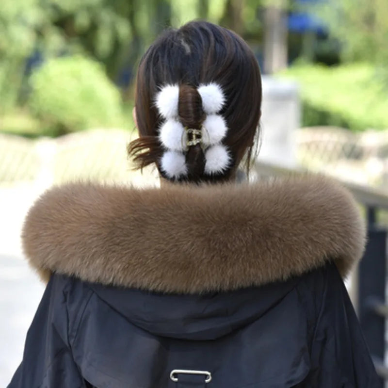 100% Real Fox Fur Collar Winter removable fur Hood Trims Warm Furry Decor Shawls for Coat Parkas Luxury Female fur Scarf