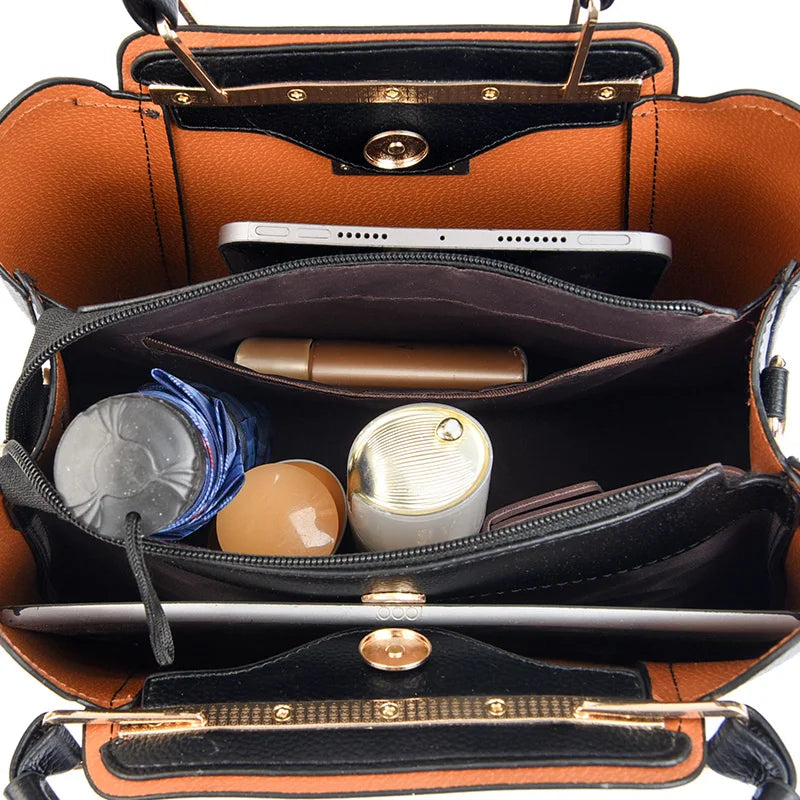 2024 Luxury Women Designer 3 Layers Shoulder Crossbody Sac Ladies Large Capacity Leather Handbags Shopper Brand Messenger Totes