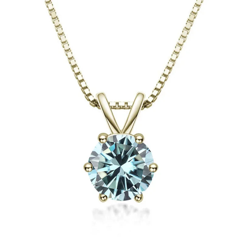 TY 1ct Moissanite Pendant Necklaces S925 Sterling Silver Solitaire Necklace Chains For Women Fine Jewellry Gifts