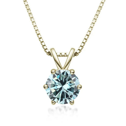 TY 1ct Moissanite Pendant Necklaces S925 Sterling Silver Solitaire Necklace Chains For Women Fine Jewellry Gifts