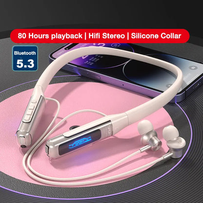 EARDECO 80 Hours Playback Bluetooth Headphone Neckband Wireless Headphones Bass Bluetooth Earphone with Mic Sport Stereo