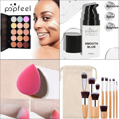 Essential Eye Makeup Set for Beginners Matte&Shimmer Eyeshadow Palette, Mascara, Eyebrow Pencil, Lip Eyeliner,Brush Tool Set Box