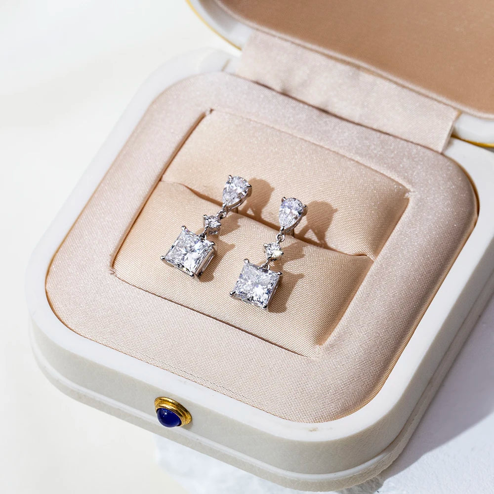 Messi Jewelry  9K White Gold 1CT Princess Cut Lab Grown Diamond Stud Earrings For Women In Stock Wholesale MSE-697