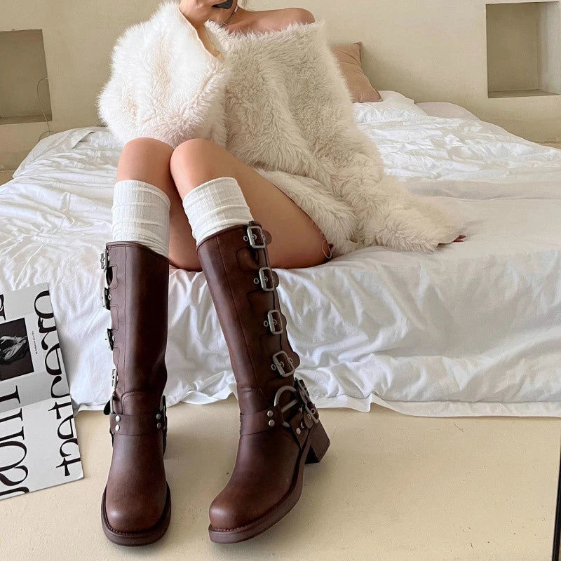 Spring Knee Length Stockings for Women White Pile Socks Fashion GIrls JK Slimming Boots Sock Japanese Calf Socks Cotton Footwear