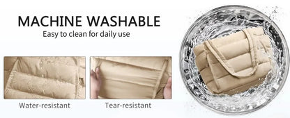 Large Capacity Puffer Tote Bag for Women Multiple Pockets with Coin Purse Commuting Bags Lightweight Water-resistant Mom Bag
