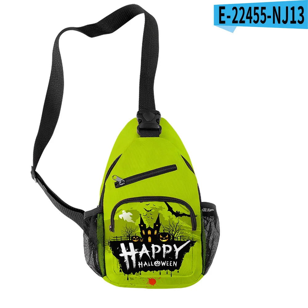 Fashion Youthful Halloween Skeleton Boys/Girls 3D Printed Chest Bags Oxford Waterproof Sports Crossbody Travel Bag Shoulder Bags