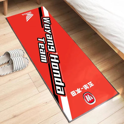 Racing Motorcycle Floor Mat, Non-Slip Dart Mat for Garage, Honda Style Motorcycle Show Carpet, Washable Anti-Slip Rug for Motocr