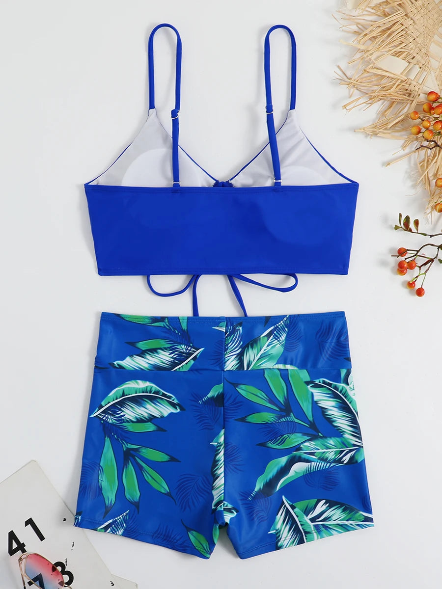 Drawstring Front Shorts Bikinis 2026 High Waist Swimsuit Women Swimwear Female Bathers Bathing Swimming Swim Suit Beachwear