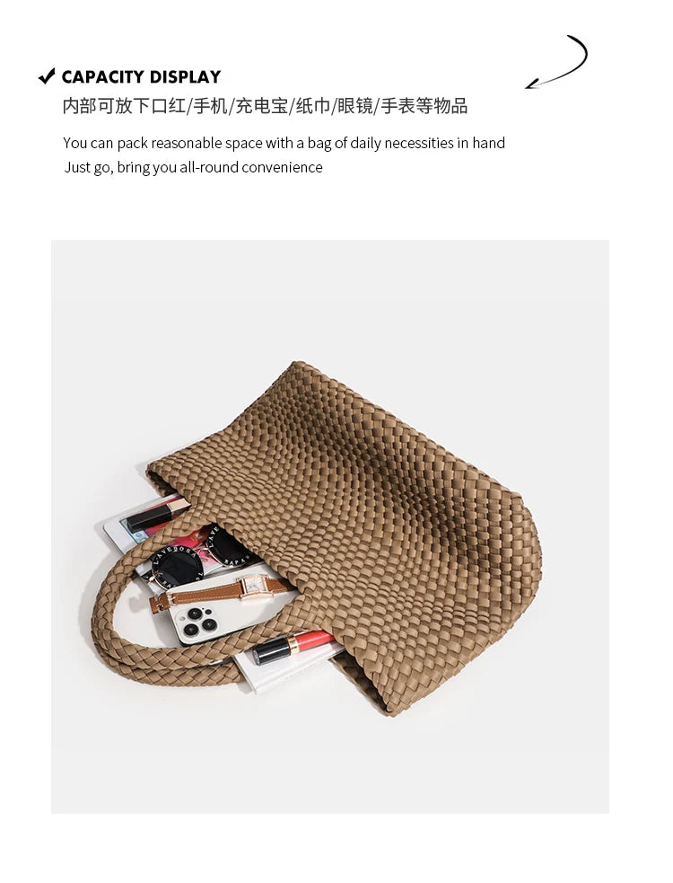 Large size women's tote bag Women's fashion bags 2024 Hot product Neoprene material women's hand-woven bag Large volume Tote bag