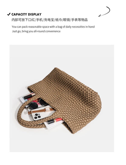 Large size women's tote bag Women's fashion bags 2024 Hot product Neoprene material women's hand-woven bag Large volume Tote bag