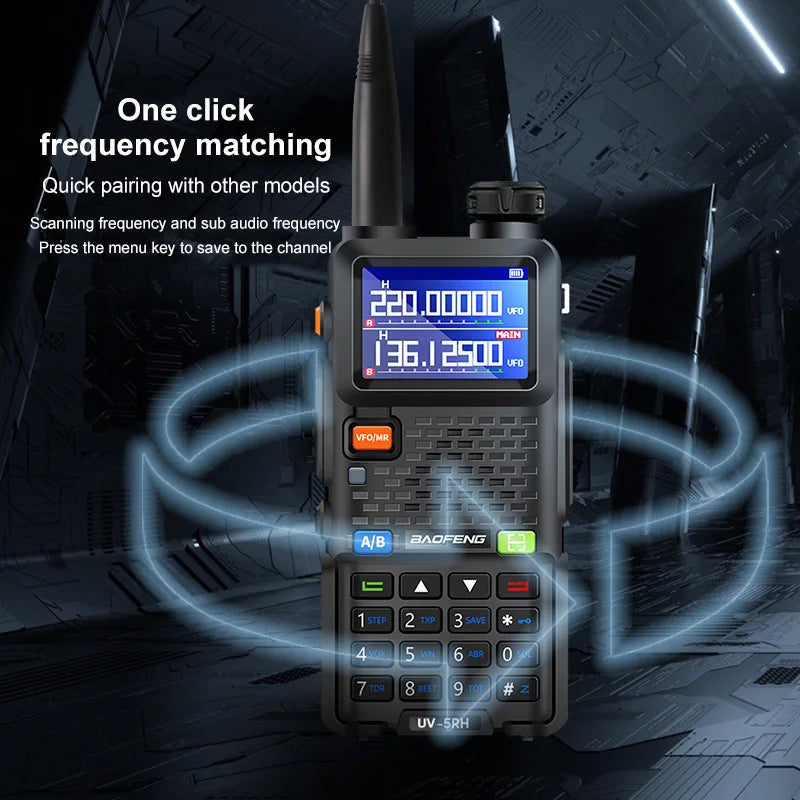Baofeng UV5RH Handheld Walkie Talkie 15W 6000mAh Six Band Wireless Replication Frequency 999CH Supports Type-C Charging HAM 10km