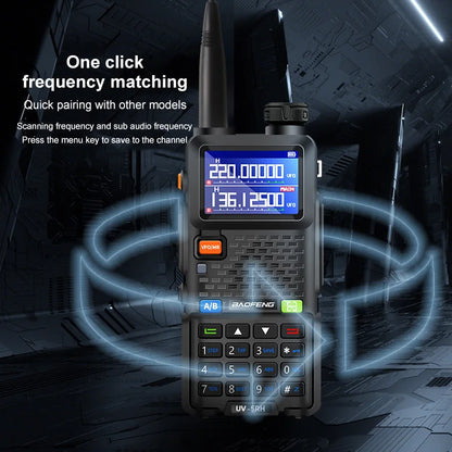 Baofeng UV5RH Handheld Walkie Talkie 15W 6000mAh Six Band Wireless Replication Frequency 999CH Supports Type-C Charging HAM 10km