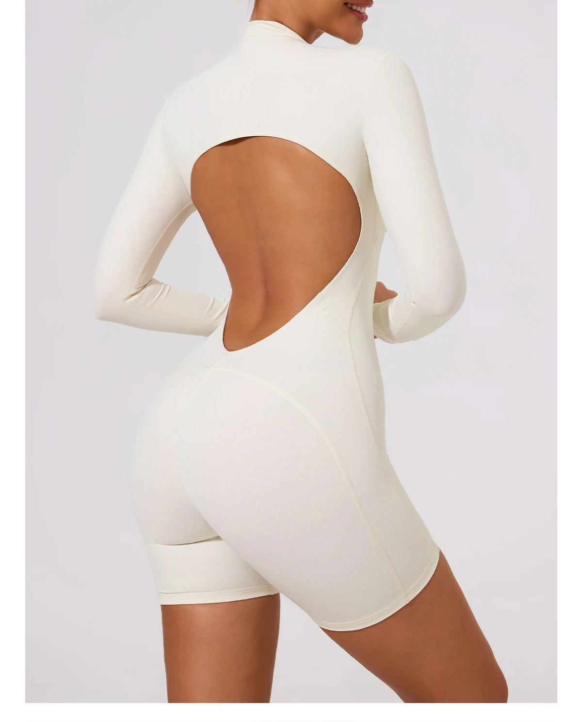 Summer V Back Scrunch One-Piece Suit Push Up Sports Jumpsuit Woman Fitness Zipper Overalls Workout Rompers Women Gym Bodysuits