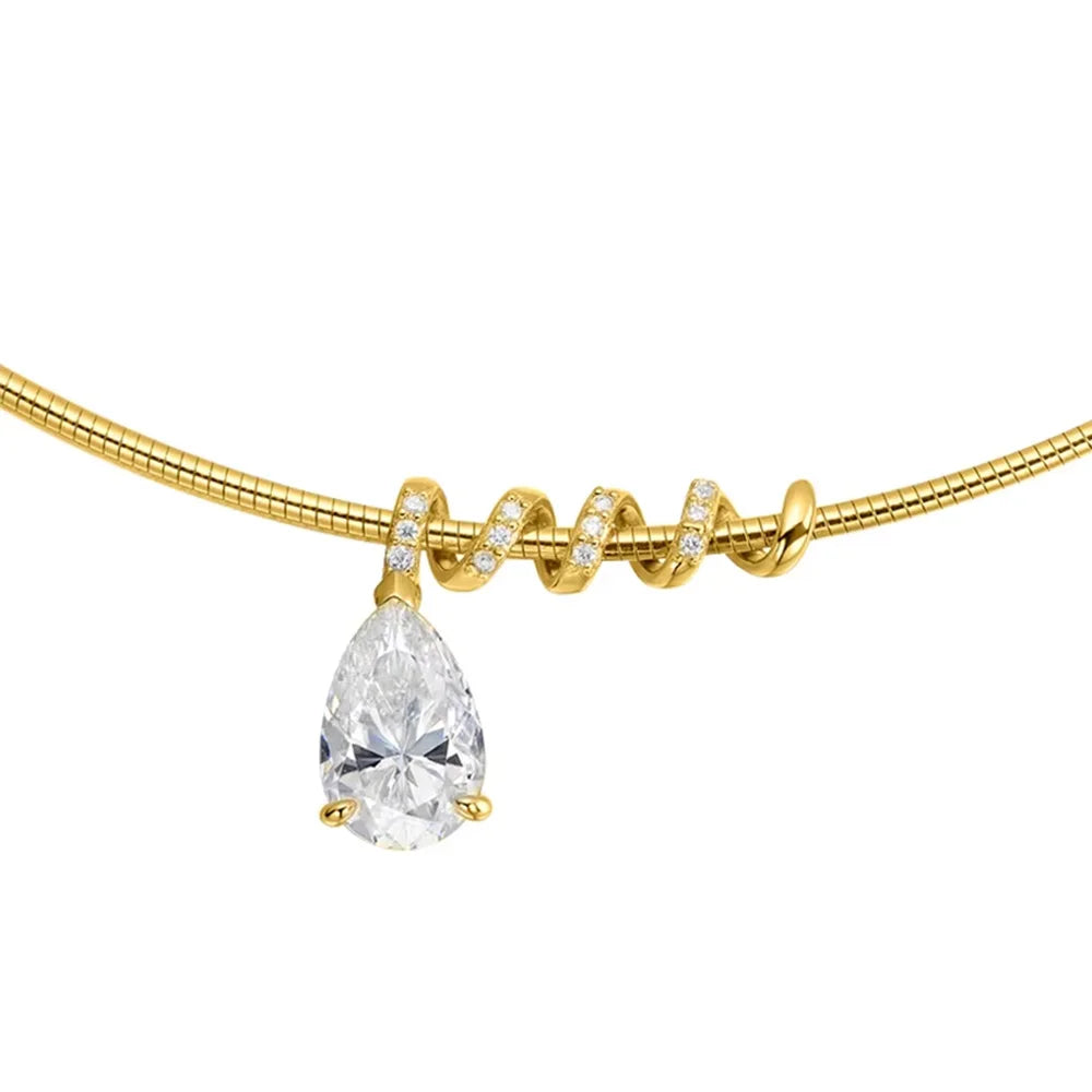 3CT 5CT Waterdrop Shape Full Moissanite Necklace for Women Pear Cut Lab Diamond Surround Pendant S925 Silver Neck Chain Jewelry