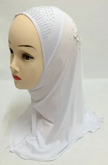 Girls Kids Muslim Beautiful Hijab Islamic Arab Scarf Shawls Flower Pattern