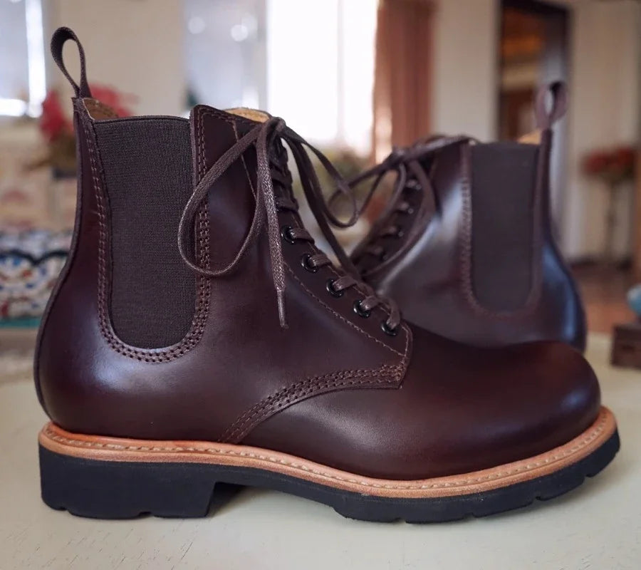 Goodyear-Head Cowhide Overalls Boots Biker Boots for Men
