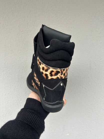 New Women Shoes Luxury Genuine Leather Ankle Boots for Woman Fashion Leopard Print Sports Casual Shoe Designer Shoes Botas Mujer