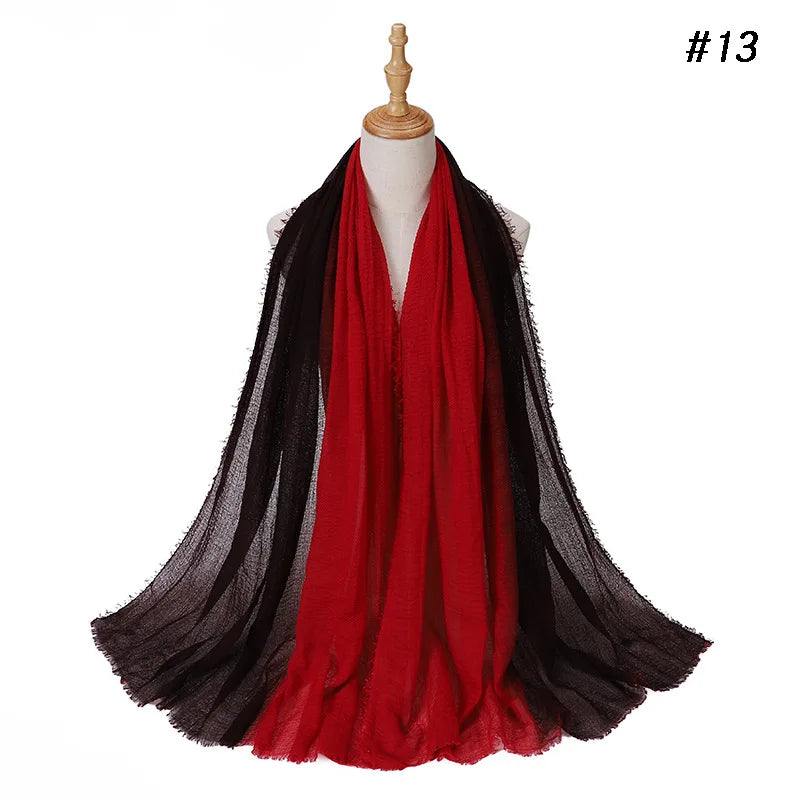 180*90cm Gradient Cotton Linen Women Muslim Hijab Scarf Woman Islamic Arab Shawl Wrap Head Scarves Ready To Wear Headscarf