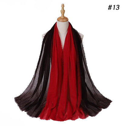 180*90cm Gradient Cotton Linen Women Muslim Hijab Scarf Woman Islamic Arab Shawl Wrap Head Scarves Ready To Wear Headscarf