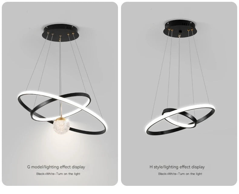 Modern Round LED Chandeliers for Living Room Dining Room Kitchen Island Luster Pendant Lights Fixture Home Decor Indoor Lighting