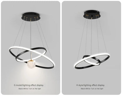Modern Round LED Chandeliers for Living Room Dining Room Kitchen Island Luster Pendant Lights Fixture Home Decor Indoor Lighting
