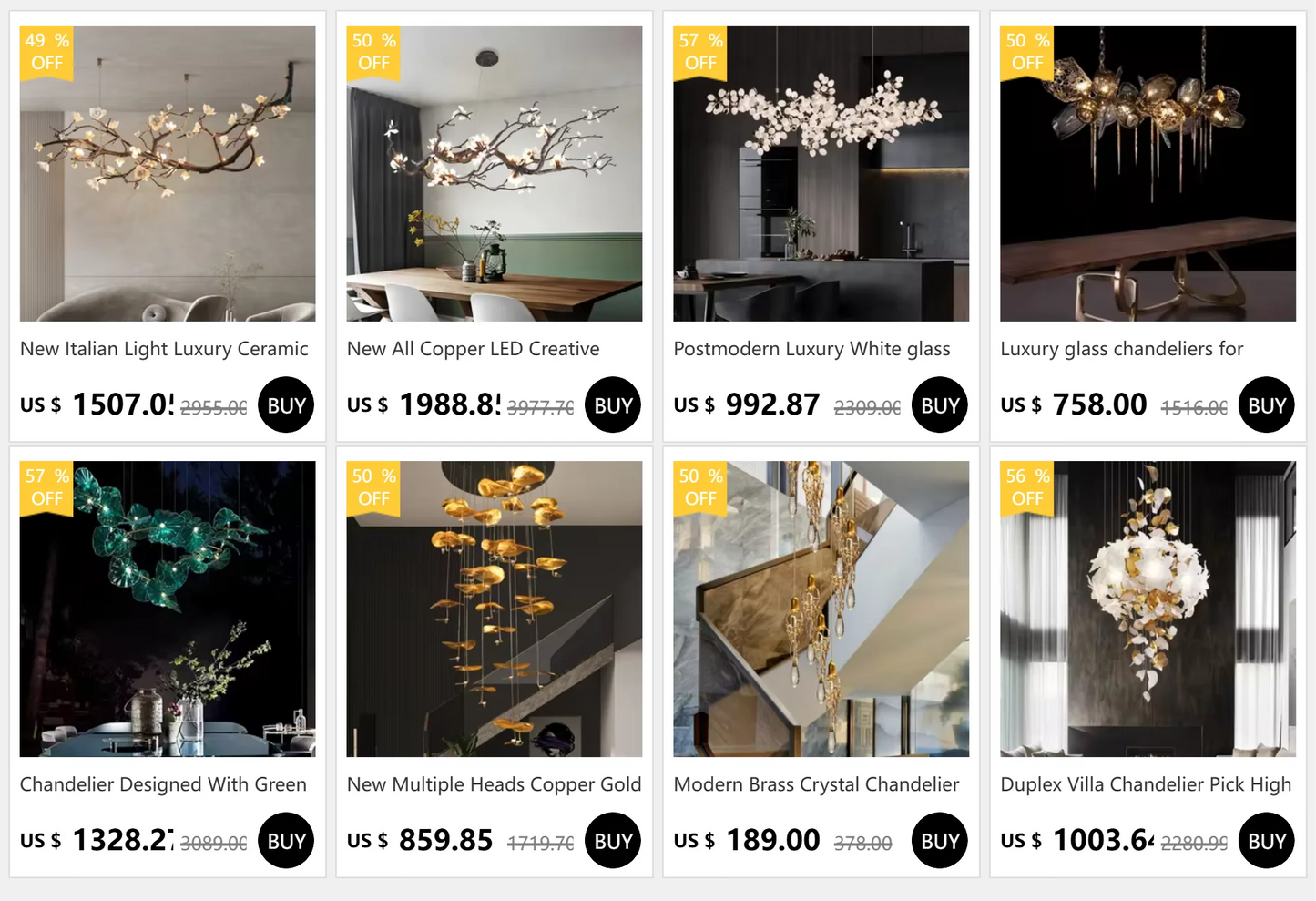 New All Copper LED Creative Branch Chandelier for Living Room, Dining Room Decoration, Lighting Fixtures, and Lobby Lighting