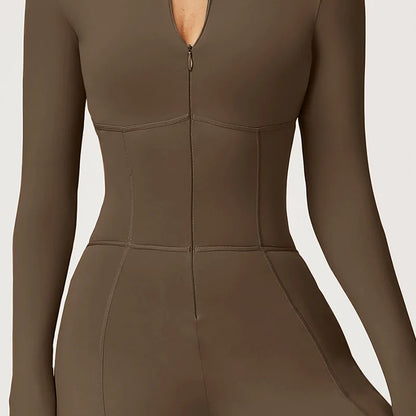 Winter Warm Fleece Sports Jumpsuits Fitness Suits Women's Sportswear Zipper Long Sleeves Tops One-Piece Dance Bodysuit Female