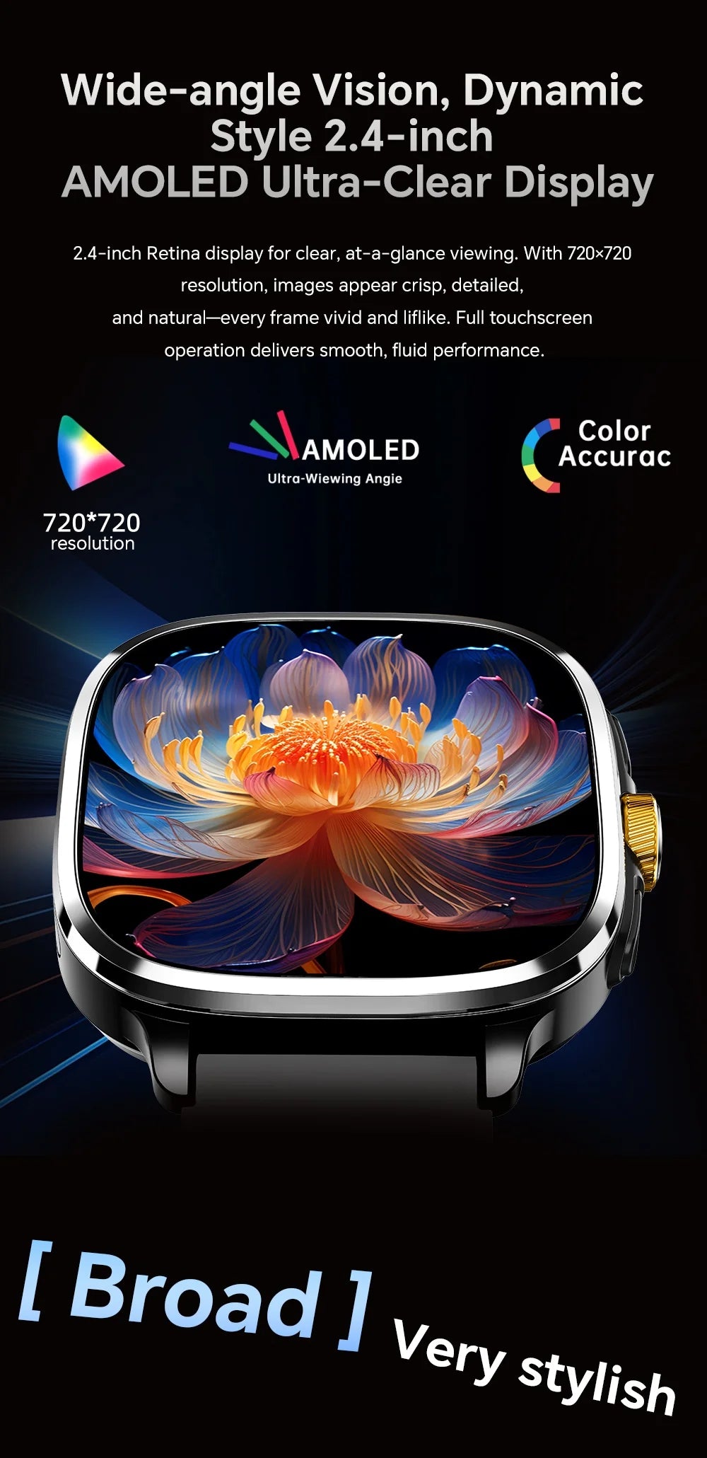 Global Version Smartwatch 2.4 inch Amoled Screen insert Sim Card GPS WIFI 190° Rotating Camera Game Android 13.0 Smart Watch
