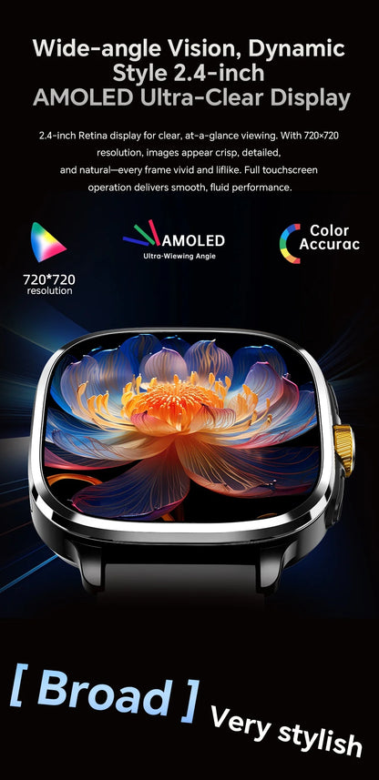 Global Version Smartwatch 2.4 inch Amoled Screen insert Sim Card GPS WIFI 190° Rotating Camera Game Android 13.0 Smart Watch