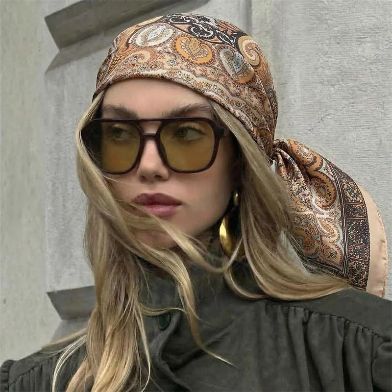 2026 Luxury Floral Print Female Silk Neck Scarf Square Hair Scarves Foulard Head Band Shawls Wraps Neckerchief Bandana Women