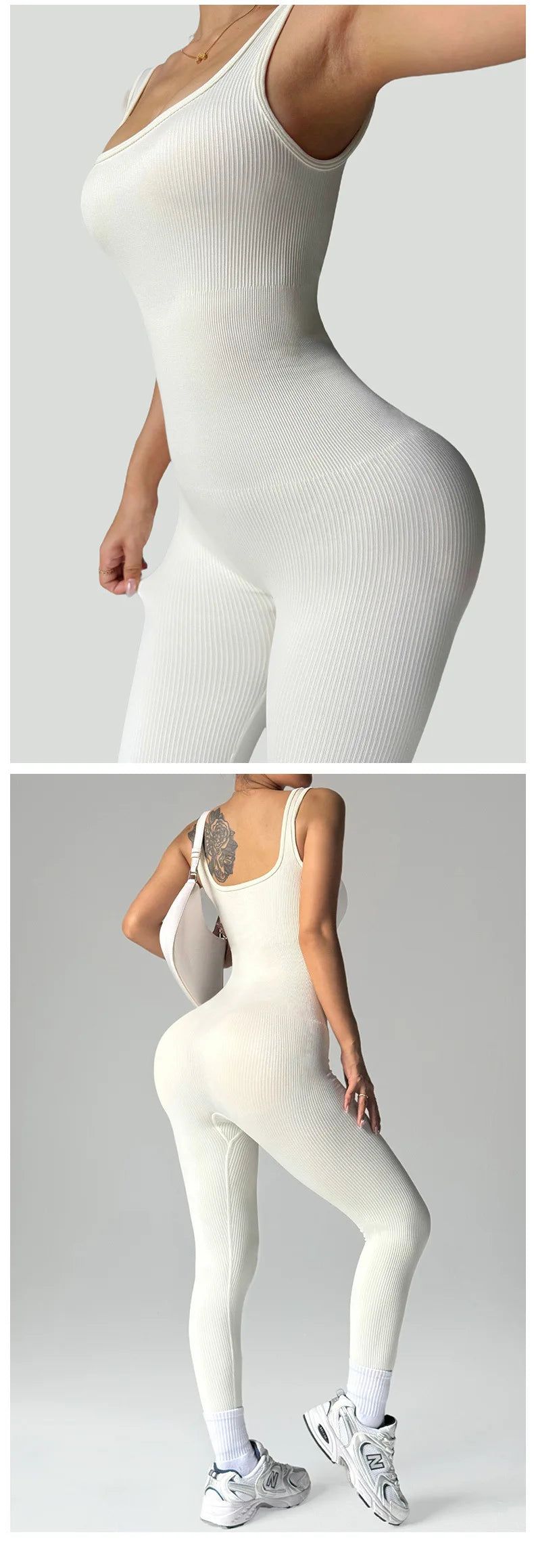 Women's One Piece Fitness Jumpsuits Seamless Slim Tracksuit High Elastic Gym Workout Bodysuit Ribbed Knited Hip Lift Jumpsuits